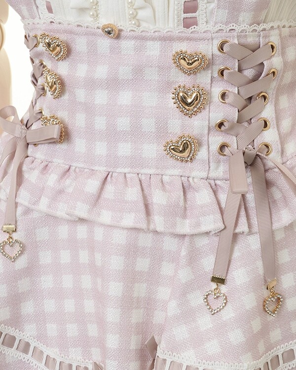 thumbnail for Japanese sweet and cute heavy industry print plaid bow preppy style high waist 813 plaid summer frame skirt girl