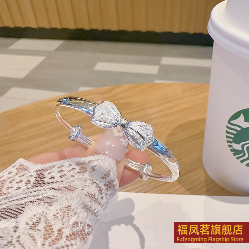 原创设计女银饰正生蝴蝶结纯手镯