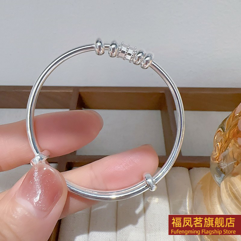 正生新款足银9999小蛮腰纯银手镯女孩中童大童儿童学生小孩子礼物