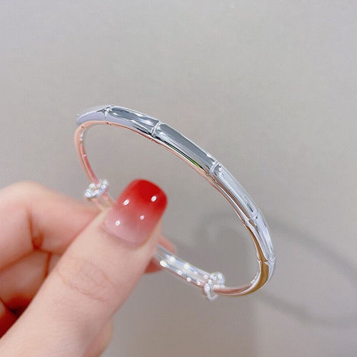福凤茗9999竹节百搭纯银手镯