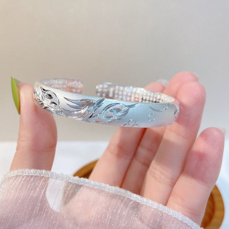 银手镯女士银饰9999足银镯子实心生日礼物女首饰品送妈妈奶奶婆婆