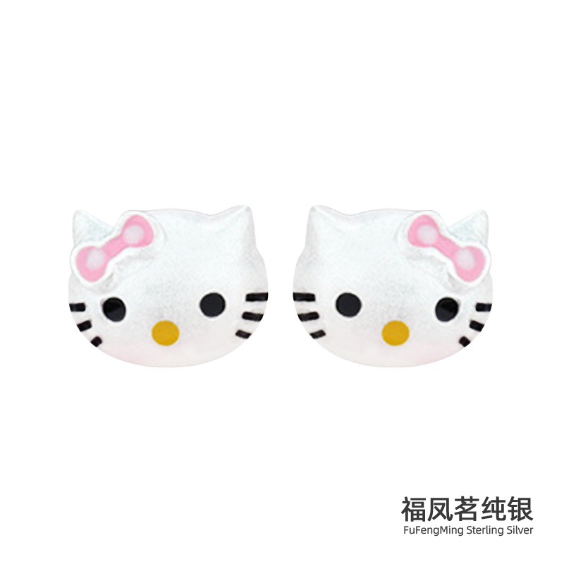 kitty凯蒂猫小女孩儿童纯银耳钉