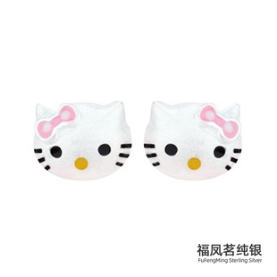 儿童纯银耳钉925足银防过敏养耳洞可爱kitty凯蒂猫小女孩学生耳饰