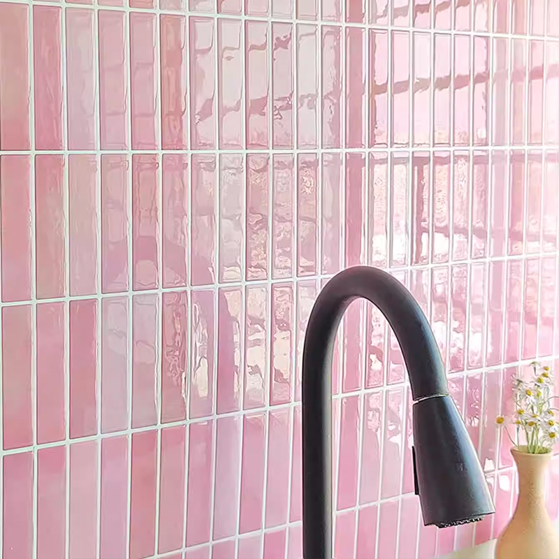 北欧粉色3D效果自粘墙贴背景墙墙面装饰瓷砖贴卫生间厨房防水防油