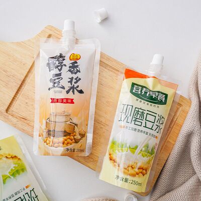 豆浆袋子一次性打包外卖塑料袋果汁热饮装液体自立吸嘴袋商用