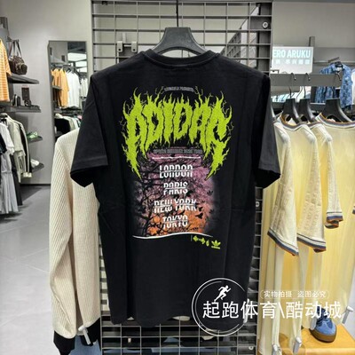 阿迪三叶草男印花纯棉运动短袖