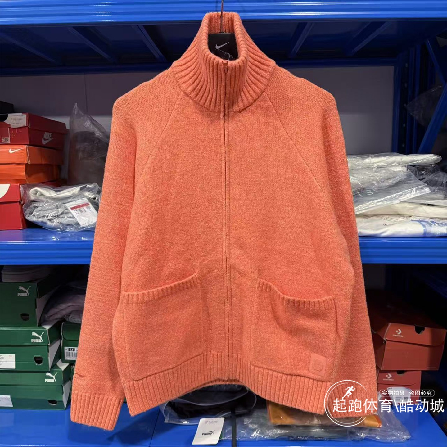 李宁男高领保暖宽松编织衫外套