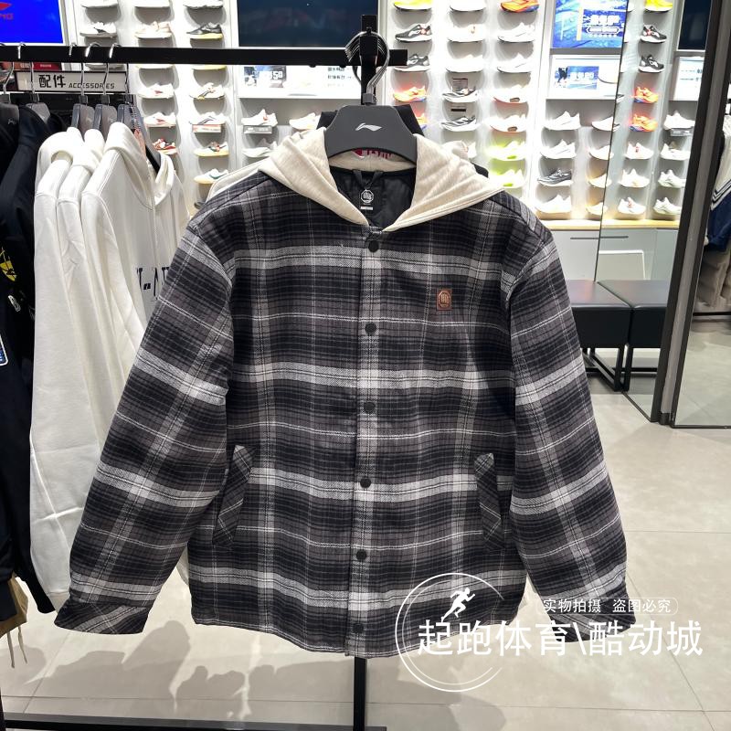 李宁男反伍宽松连帽棉服外套