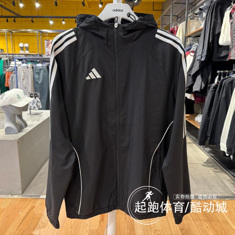 阿迪达斯男连帽梭织宽松防晒外套