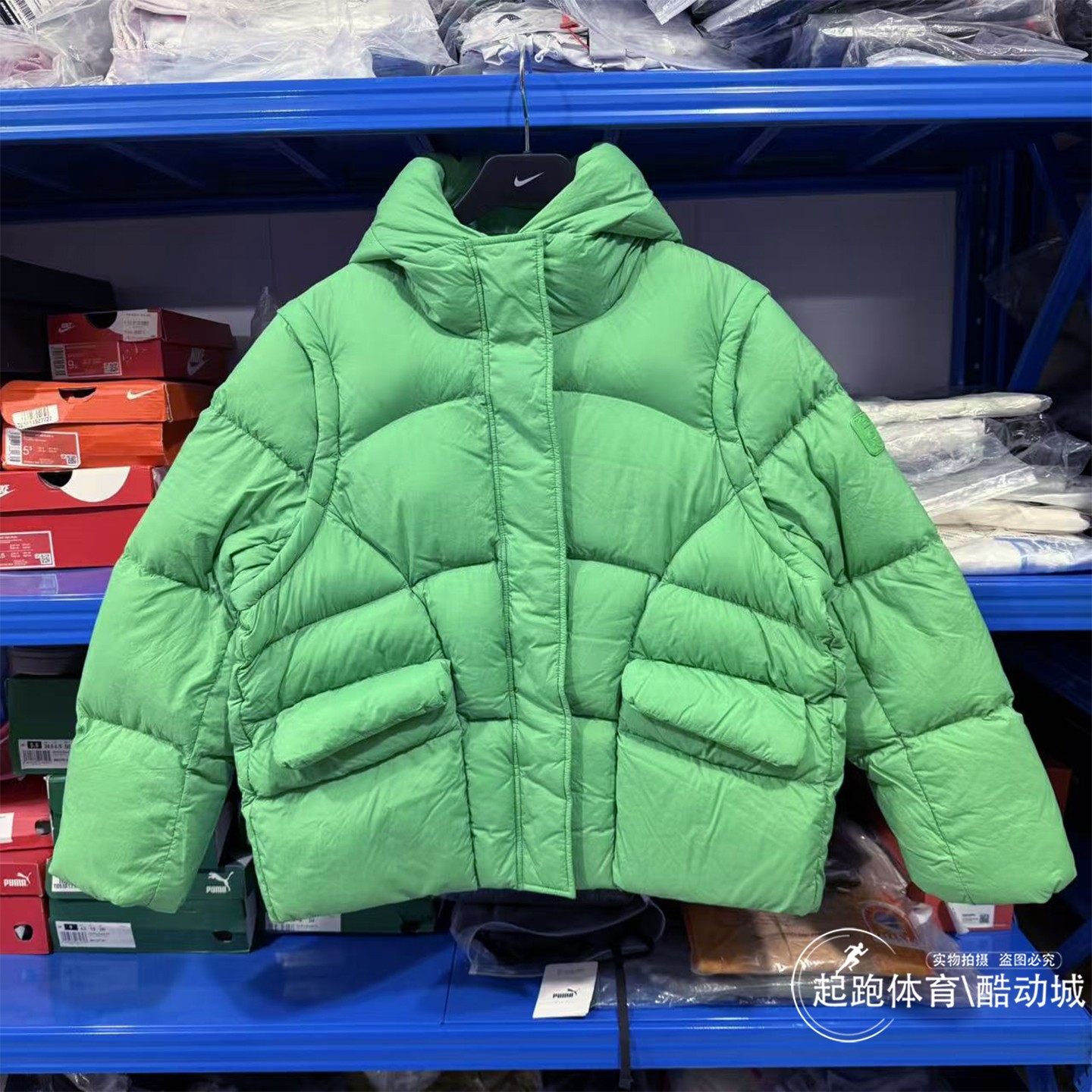 李宁保暖防风连帽女子时尚羽绒服
