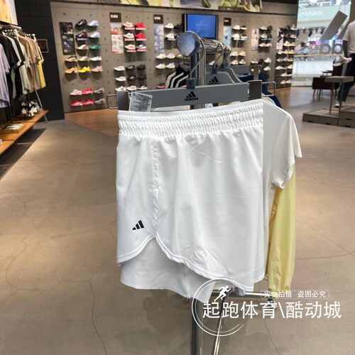 阿迪女二合一高腰健身运动短裤