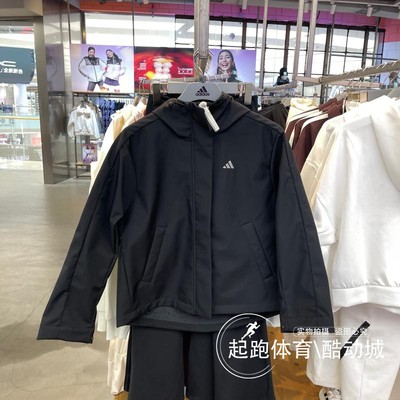 阿迪达斯女加绒连帽宽松软壳外套