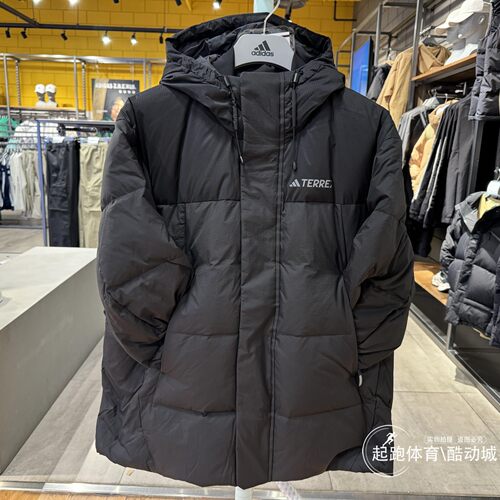 阿迪达斯难连帽鹅绒保暖羽绒服