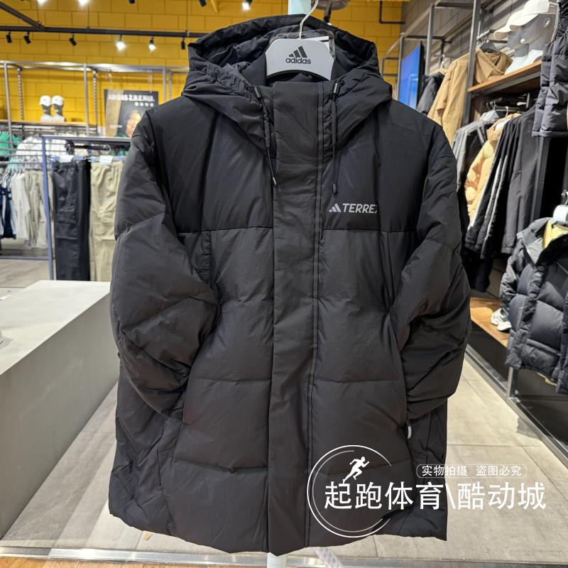 阿迪达斯难连帽鹅绒保暖羽绒服