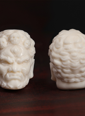 天然鹿角大黑天三通财神佛头背云顶珠配珠金刚手串佛珠文玩配饰男