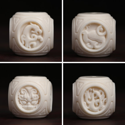 鹿角雕刻四象珠神兽珠青龙白虎朱雀玄武顶珠腰珠金刚菩提手串配饰