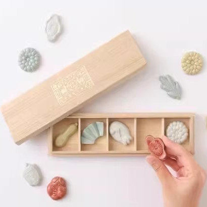 现货！日本中川政七商店 果子木型筷子架箸置桐木礼盒5枚装