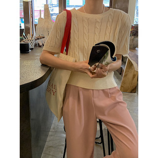 【今天在你左边】复古套头麻花针织上衣毛衣女装春季新款宽松慵懒