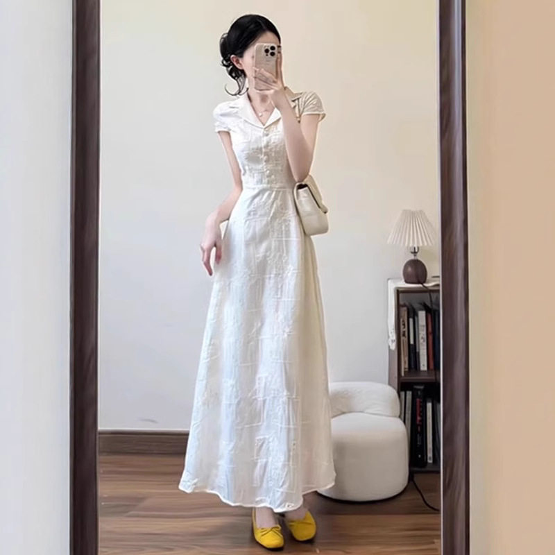 连衣裙大码夏日法式气质高级感小个子独特绝美减龄显瘦衬衫长裙女