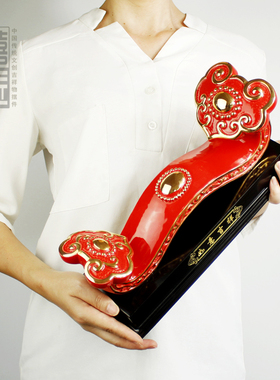 红色吉祥如意摆件陶瓷中式如意电视柜乔迁结婚礼物品送新人高级感