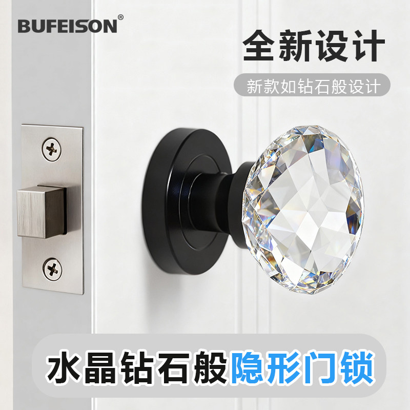 隐形门锁背景门暗锁黑色轻奢水晶