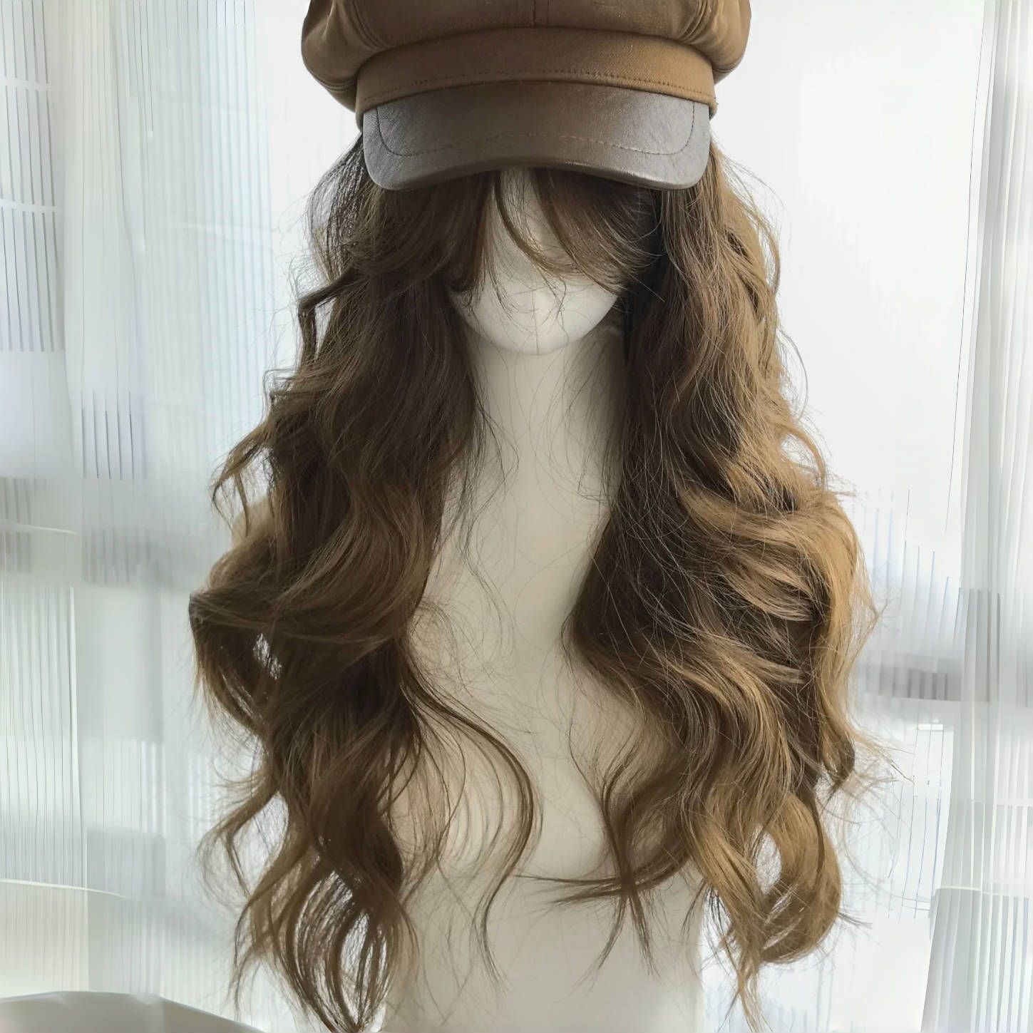 秋季显白发色暖茶棕中分款长卷发气质蓬松仿真发丝假发女全头套女