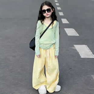 女童春夏防晒衫套装2026新款女大童多巴胺三件套儿童洋气时髦衣服