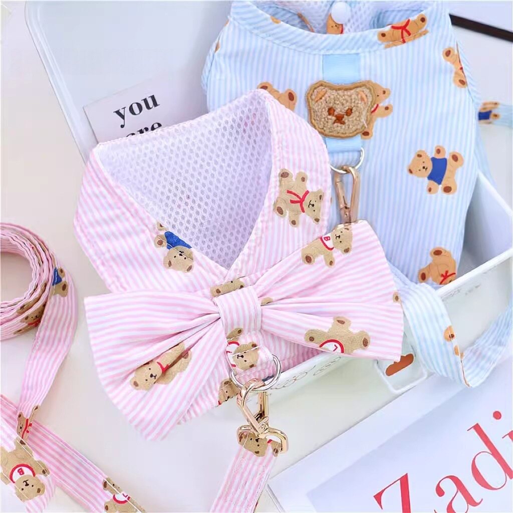 狗狗衣服泰迪比熊猫咪背心式胸背小型犬宠物夏季薄款[配送牵引绳]