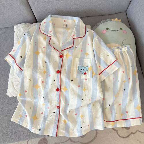 2026新款睡衣女款夏季短袖短裤可爱卡通学生夏天云朵棉家居服套装
