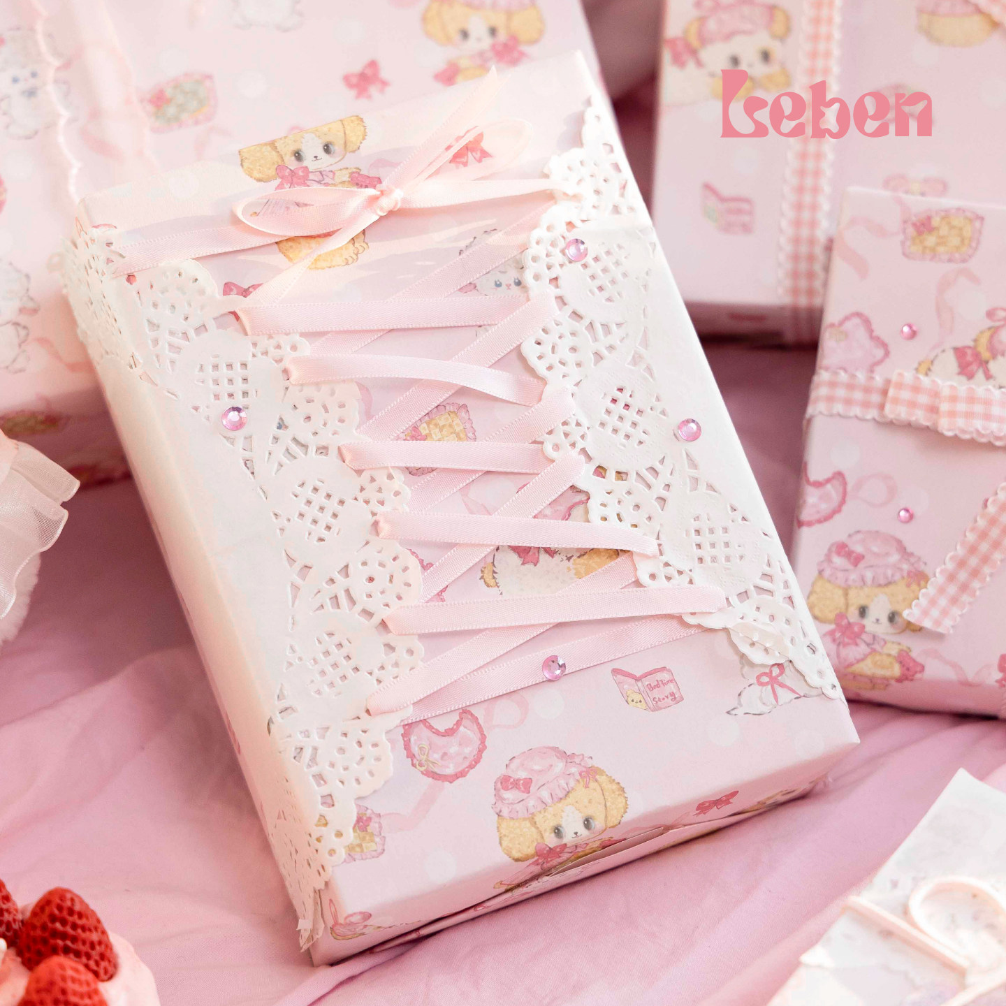 乐本·绒绒好梦包装纸可爱礼物礼品纸高级感生日礼盒包装卡通儿童包书