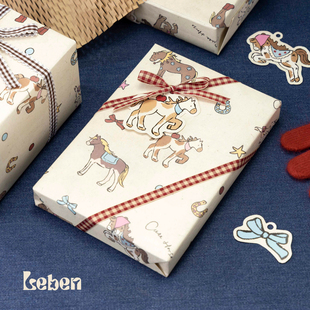 【马年新品】乐本·2026幸运小马包装纸新年马年本命复古礼物包装礼品纸包书皮情侣生日仪式感手账素材大尺寸