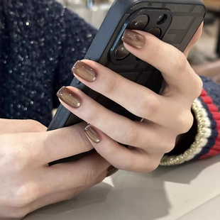 DLZ熔岩棕巧手工定制穿戴甲秋冬高级感美甲贴片2025新款 指甲贴片