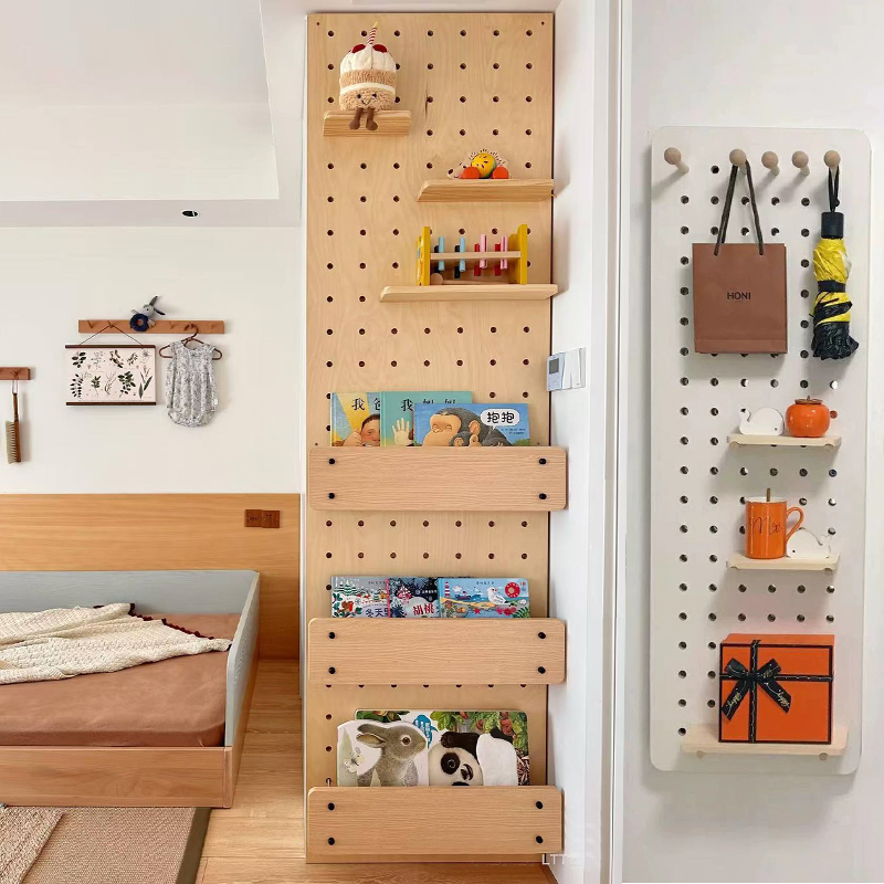 金属衣柜侧墙实木洞洞板顶天立地屏风隔断装饰入户玄关收纳置物架