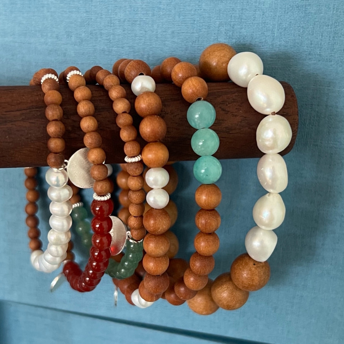 新中式纯银木珠玛瑙手串