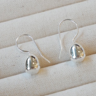 SophieBuhai通体925银亮面质感实心ins复古气质百搭水滴耳钩耳环