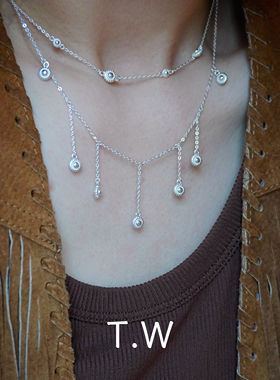 T.W925纯银不掉色流苏项链女