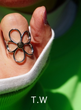 925银不掉色雏菊戒指女