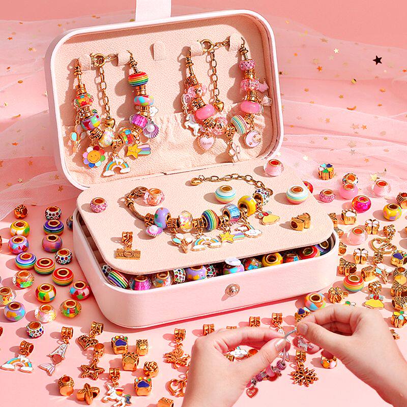 手工串珠diy材料儿童玩具女孩子手链公主珠子串女童首饰礼盒套装