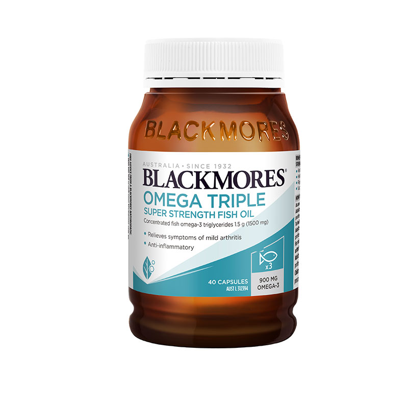 【自营】澳洲Blackmores澳佳宝三倍高浓缩无腥味鱼油40粒鱼油胶囊