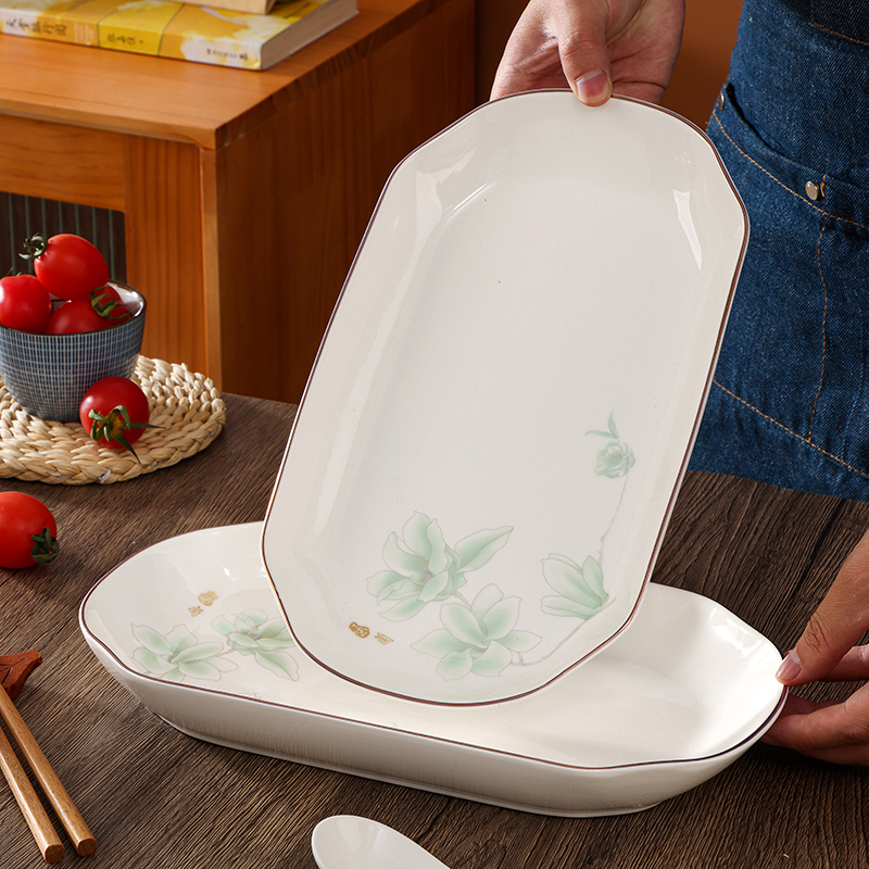 蒸鱼盘陶瓷家用长方形小清新