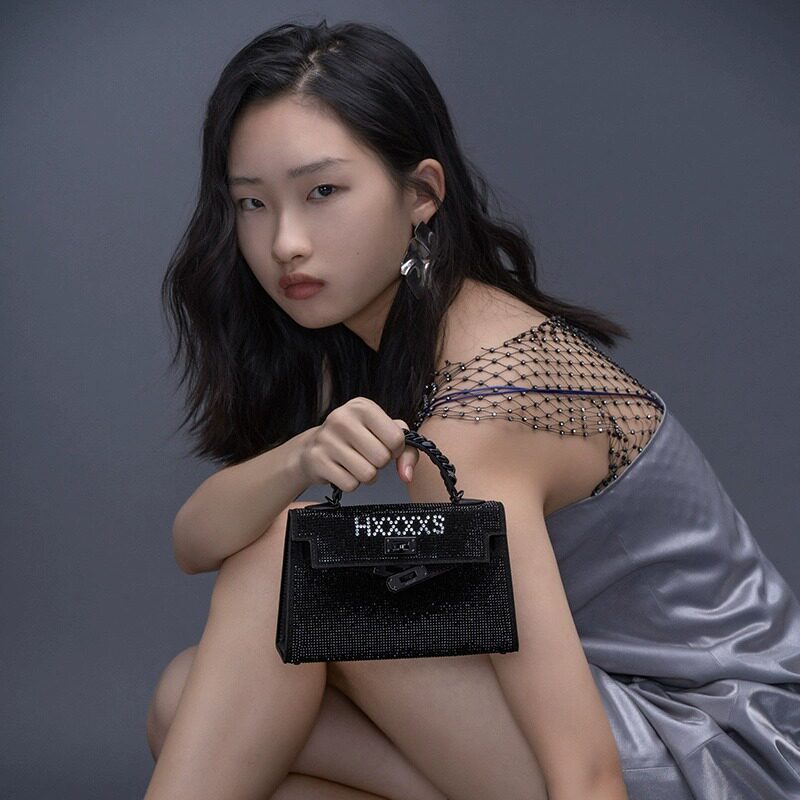 HXXXXS水钻单肩斜挎手提小包真皮镶钻小众设计高级感女包轻奢,箱包皮具/热销女包/男包,小方包,淘宝优惠券,粉丝福利购,淘宝优惠卷