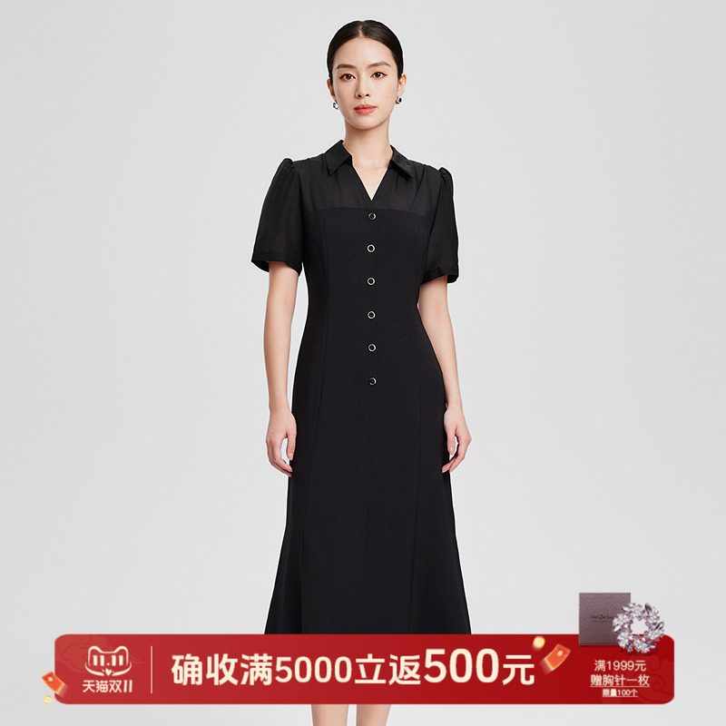 赢智尚奢感醋酸衬衫连衣裙