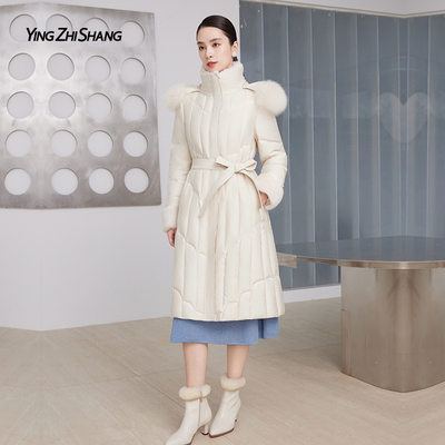 赢智尚白色鹅绒羽绒服厚外套女款