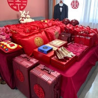 结婚礼女方陪嫁套装喜盆高档物品全套嫁妆陪嫁行李箱婚庆用品大全