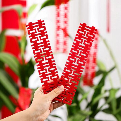 结婚礼小喜字拉花长条绿植盆栽连喜囍字布置装饰挂件婚庆用品大全