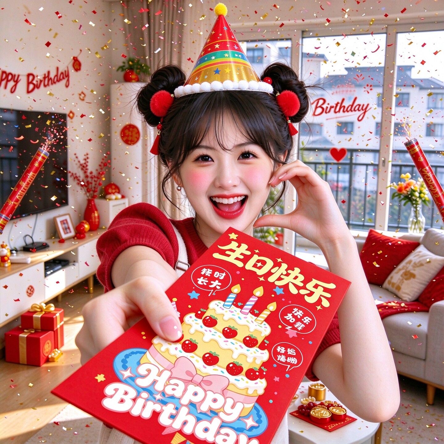 18岁成人礼仪式感万元特大号利是封送女儿生日快乐礼物超大红包袋
