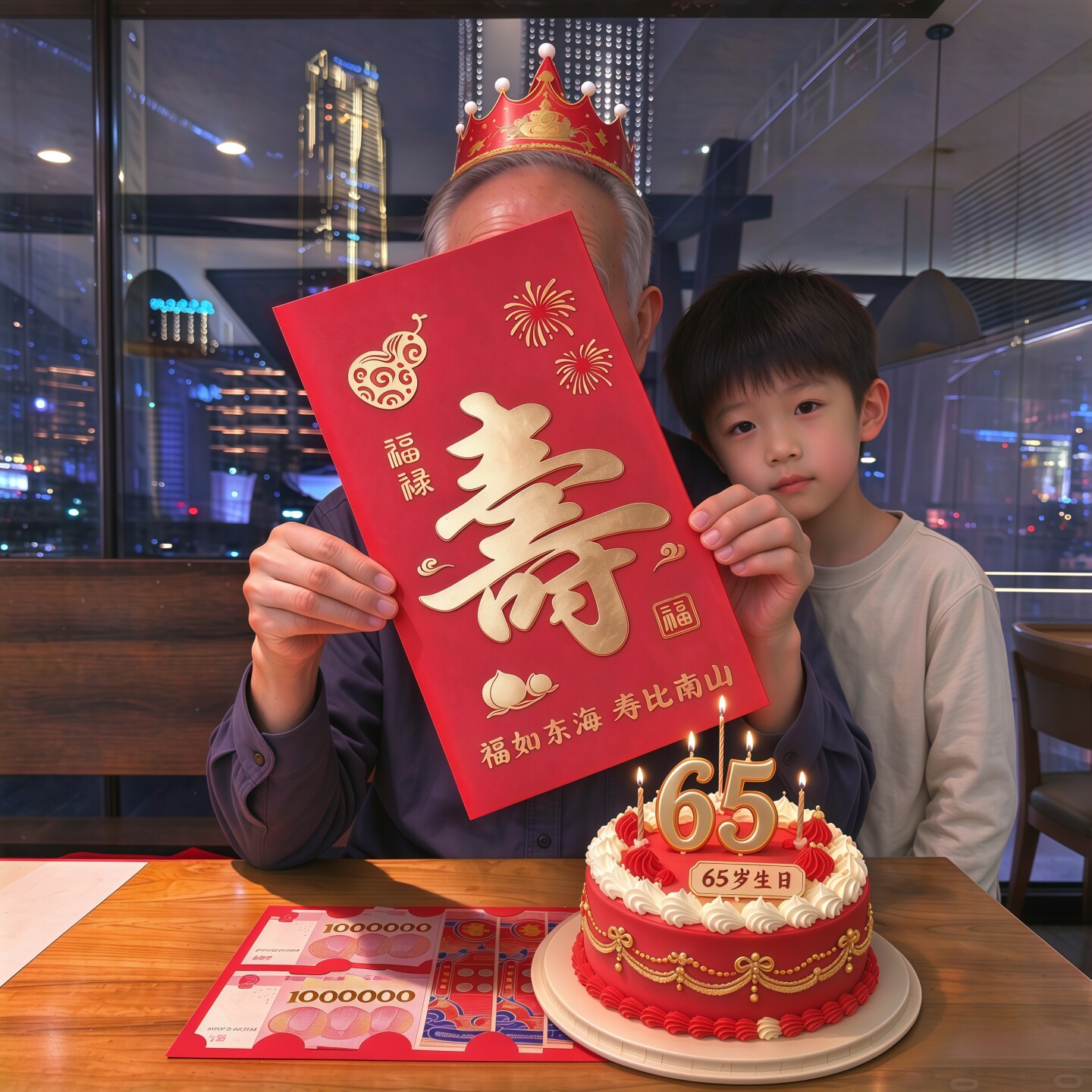 爷爷奶奶长辈生日红包袋寿比南山祝寿超大红包生日快乐烫金利是封