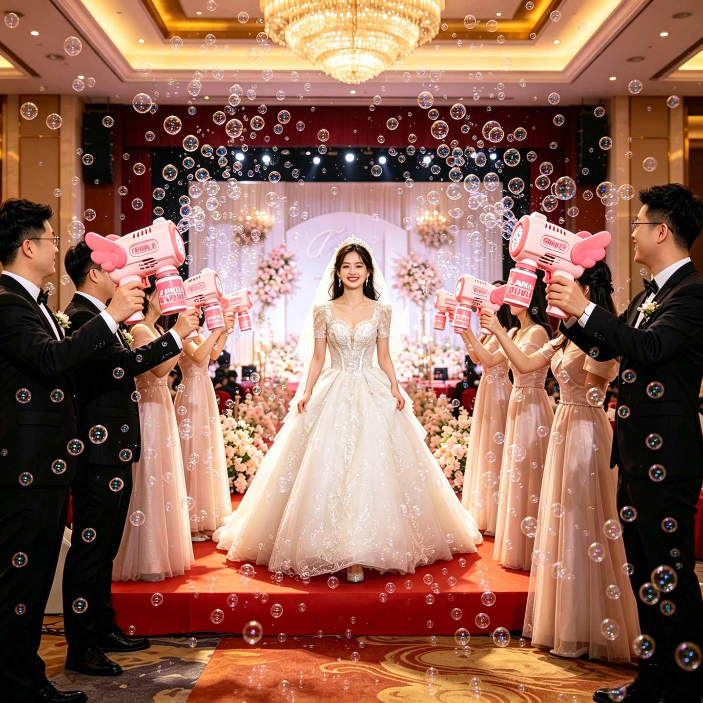 婚礼专用泡泡枪酒店舞台新娘进场浪漫氛围泡泡机结婚接亲拍照道具