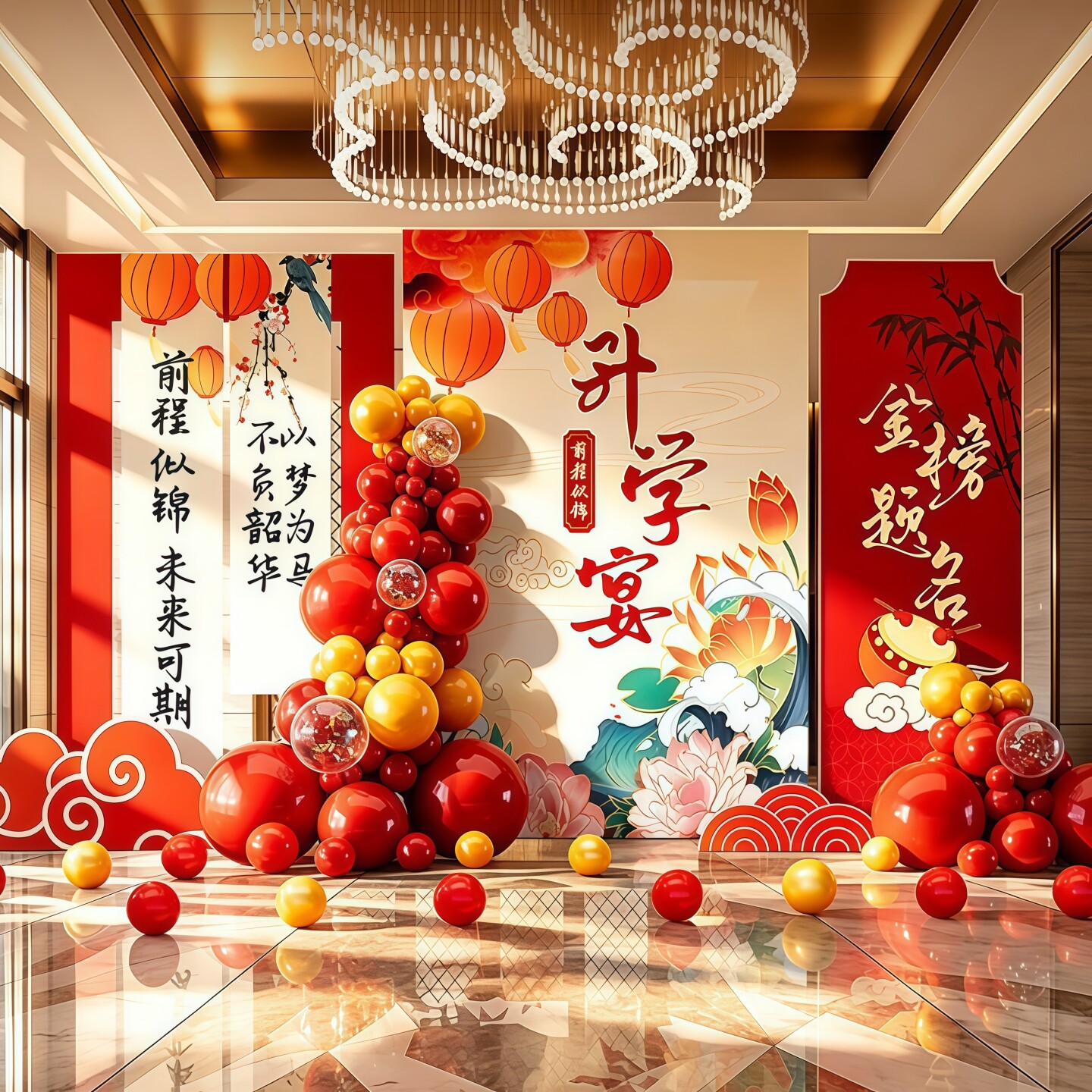 高考金榜题名KT板气球背景墙