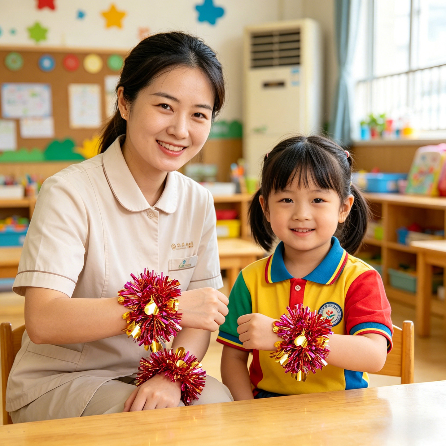 幼儿园小学校园毕业季氛围拉花手环舞蹈表演道具手腕装饰亮片手花